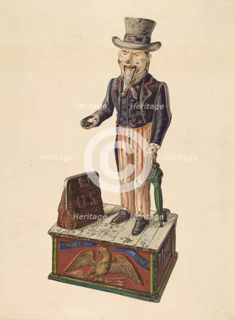 Toy Bank: Uncle Sam, c. 1937. Creator: Kurt Melzer.