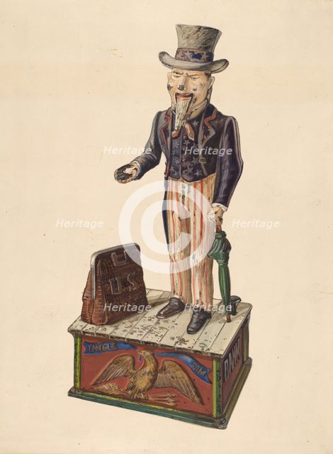 Toy Bank: Uncle Sam, c. 1937. Creator: Kurt Melzer.
