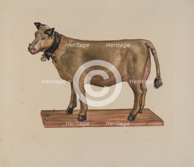 Toy Cow on Stand, c. 1937. Creator: James McLellan.