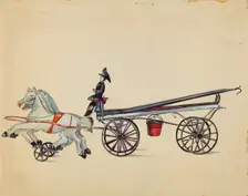 Toy Hook and Ladder, with Two Horses, c. 1936. Creator: Mina Lowry