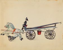 Toy Hook and Ladder, with Two Horses, c. 1936. Creator: Mina Lowry