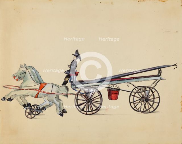 Toy Hook and Ladder, with Two Horses, c. 1936. Creator: Mina Lowry.