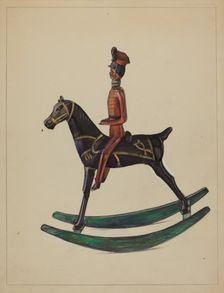 Toy Rocking Horse and Rider, c. 1936. Creator: Mina Lowry