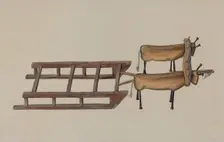 Toy Sledge and Oxen, 1935/1942. Creator: William Kerby