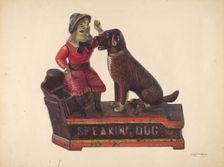 Toy: Speaking Dog Bank, c. 1937. Creator: Chris Makrenos