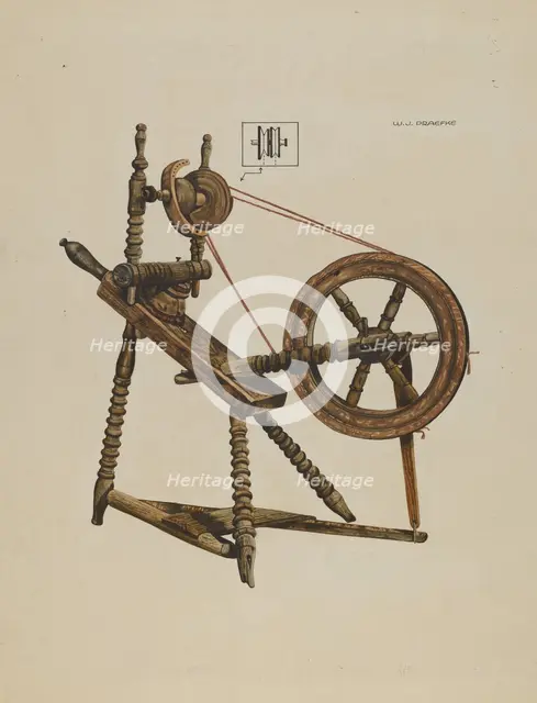 Toy Spinning Wheel, c. 1937. Creator: Walter Praefke.