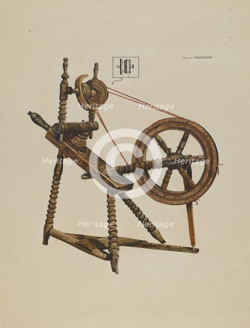 Toy Spinning Wheel, c. 1937. Creator: Walter Praefke.