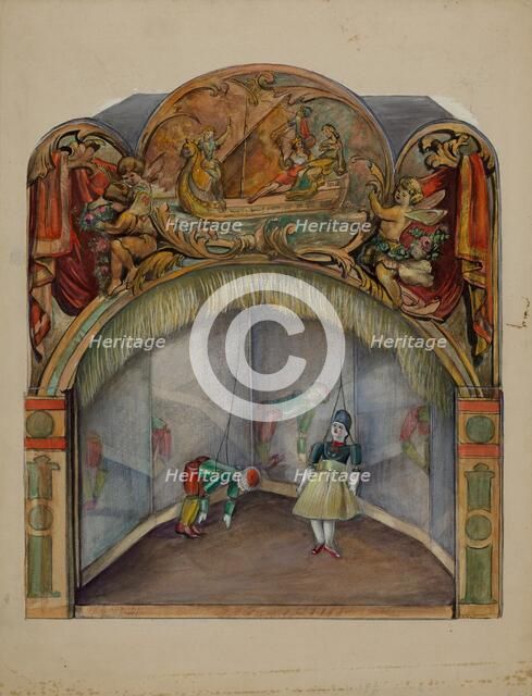 Toy Theater with Automatic Dancer, c. 1936. Creator: Mina Lowry.
