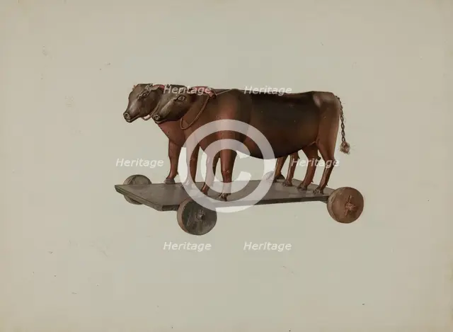 Toy Yoke of Oxen, 1935/1942. Creator: Joseph Goldberg.