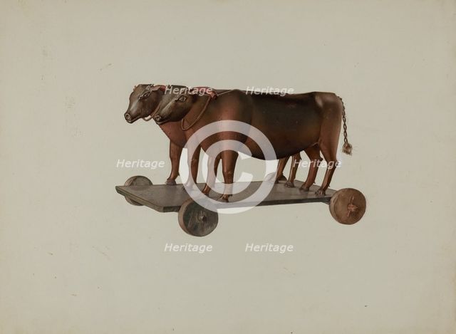 Toy Yoke of Oxen, 1935/1942. Creator: Joseph Goldberg.