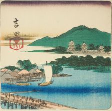 Toyo River at Yoshida (Yoshida, Toyokawa), section of a sheet from the series "Cutouts..., 1852. Creator: Ando Hiroshige