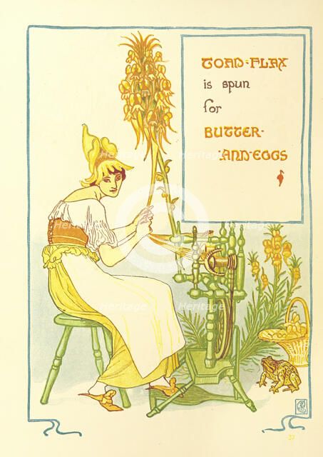 Toad-flax is spun for Butter-And-Eggs, 1899.  Creator: Walter Crane.