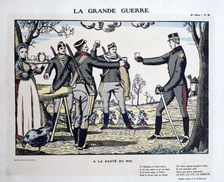 Toasting the Health of the king the Belgian army, World War I, 1914-1918. Artist: Benito