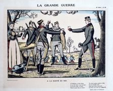 Toasting the Health of the king the Belgian army, World War I, 1914-1918. Artist: Benito