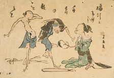 Toba-e: Fukubiki subject, c1810s. Creator: Ikeda Eisen