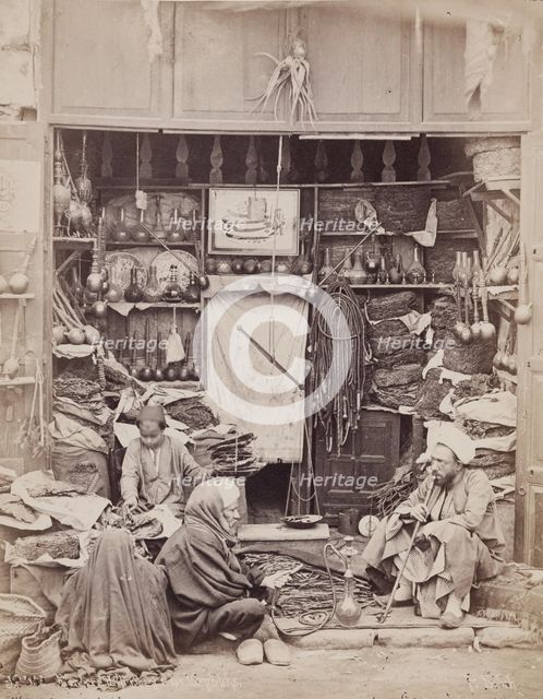 Tobacco and Pipe Shop, Cairo, 19th century. Creator: Pascal Sébah.