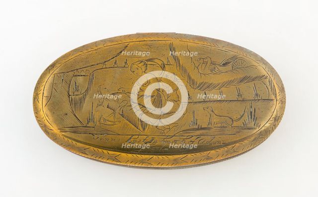Tobacco Box with Scene of Venus and Adonis, England, early 18th century. Creator: Unknown.