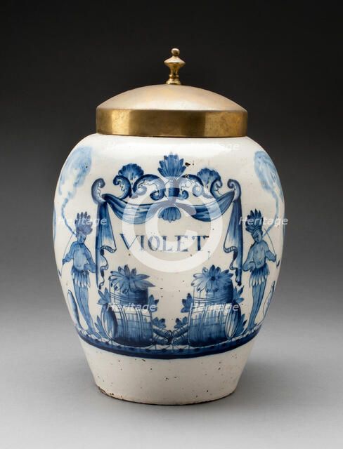 Tobacco Jar, Delft, c. 1800. Creator: Delftware.