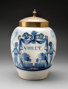 Tobacco Jar, Delft, c. 1800. Creator: Delftware