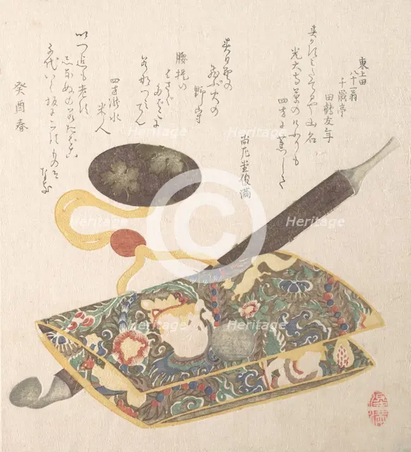 Tobacco Pouch and Pipe, 1813. Creator: Kubo Shunman.