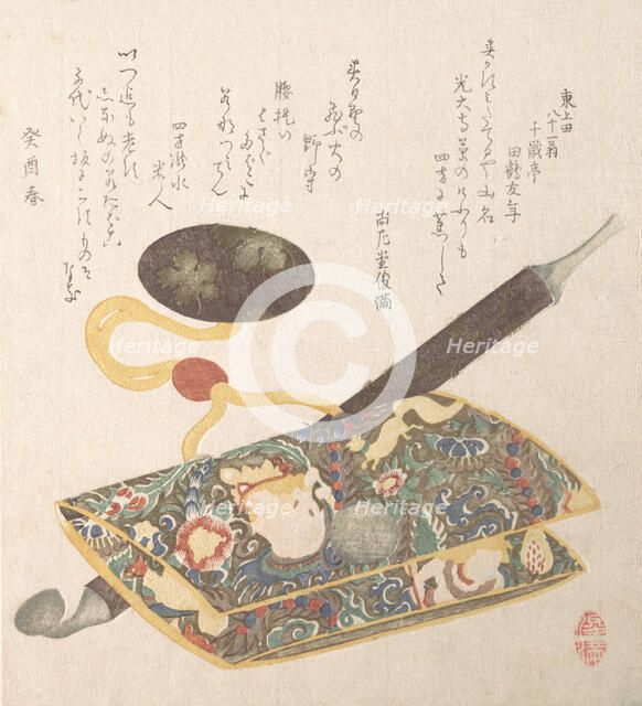 Tobacco Pouch and Pipe, 1813. Creator: Kubo Shunman.