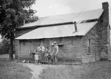 Tobacco sharecropper and his family at the back..., Person County, North Carolina, 1939. Creator: Dorothea Lange