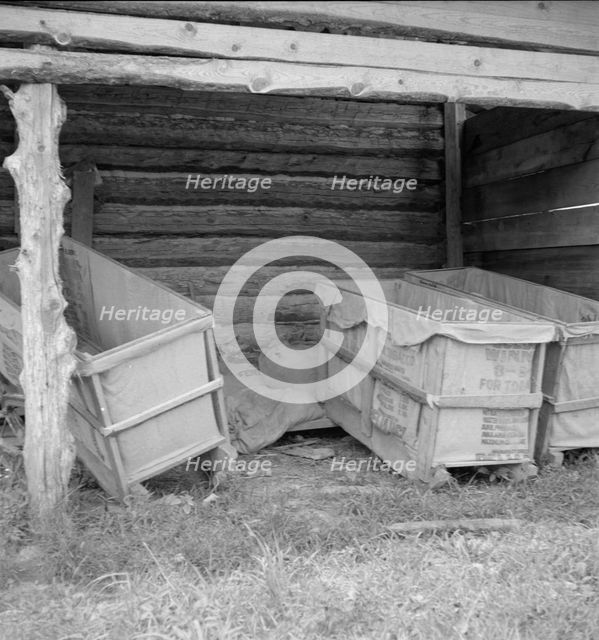 Tobacco sleds newly covered with tow sacks, ready for...tobacco, Person County, North Carolina, 1939 Creator: Dorothea Lange.