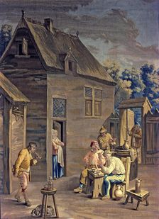 Tobacco smokers tapestry by David Teniers