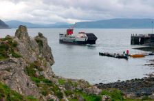 Tobermory ferry leaving Kinchoan, Ardnamurchan Peninsula, Highland, Scotland. Creator: Peter Thompson