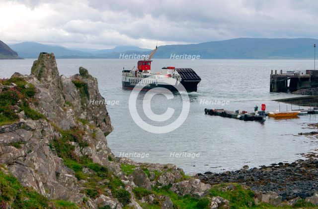 Tobermory ferry leaving Kinchoan, Ardnamurchan Peninsula, Highland, Scotland. Creator: Peter Thompson.