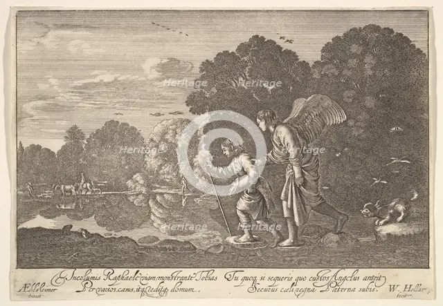 Tobias and the angel, 1644-52. Creator: Wenceslaus Hollar.