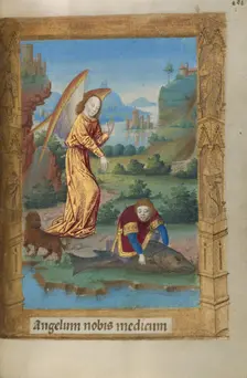 Tobias and the Angel; Book of Hours, 1478. Creator: Master of Guillaume Lambert