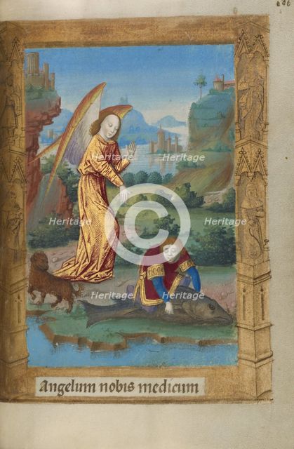 Tobias and the Angel; Book of Hours, 1478. Creator: Master of Guillaume Lambert.