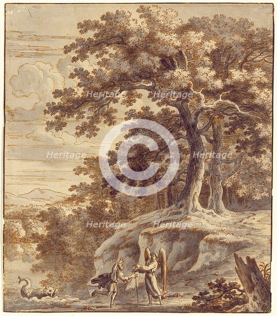 Tobias and the Angel Encountering the Fish, mid-17th century. Creator: Jacques Rousseau.