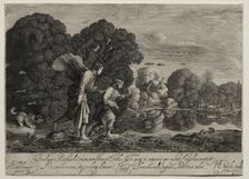 Tobias and the Angel (small plate). Creator: Hendrik Goudt (Dutch, 1585-1630)