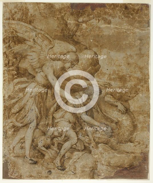 Tobias and the Angel Raphael, c.1605. Creator: Jacopo Ligozzi.