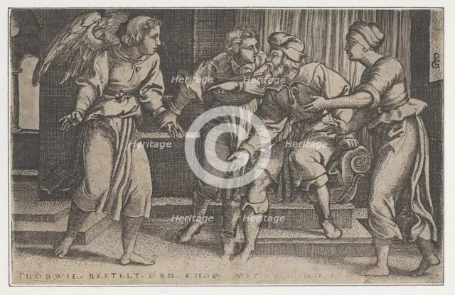 Tobias and the Archangel Raphael, from The Story of Tobias, 1543. Creator: Georg Pencz.