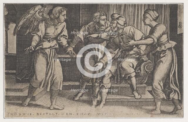 Tobias and the Archangel Raphael, from The Story of Tobias, 1543. Creator: Georg Pencz.