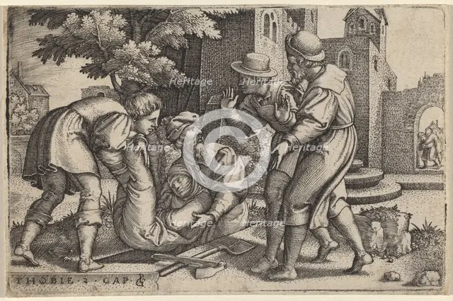 Tobias Burying One of the Children of Israel, 1543. Creator: Georg Pencz.