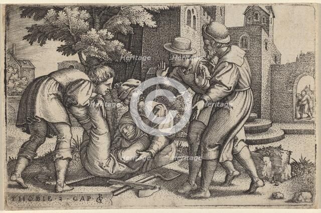 Tobias Burying One of the Children of Israel, 1543. Creator: Georg Pencz.