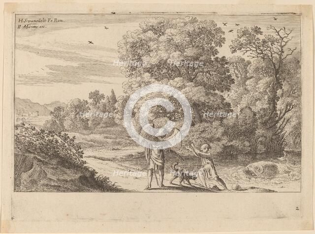 Tobias Frightened by the Fish. Creator: Herman van Swanevelt.