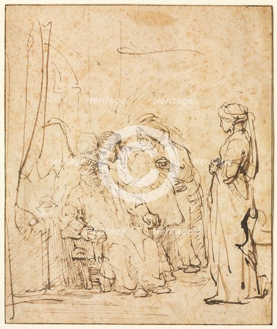 Tobias Healing His Father's Blindness, c. 1640-45. Creator: Rembrandt van Rijn (Dutch, 1606-1669).