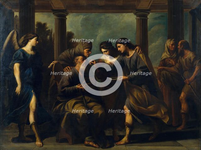 Tobias Healing His Father's Blindness, c. 1640. Artist: Vaccaro, Andrea (1604-1670)