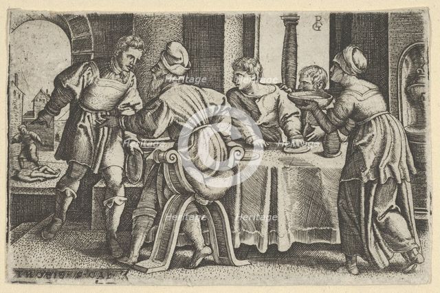 Tobias Leaving the Table, from The Story of Tobias, 1543. Creator: Georg Pencz.