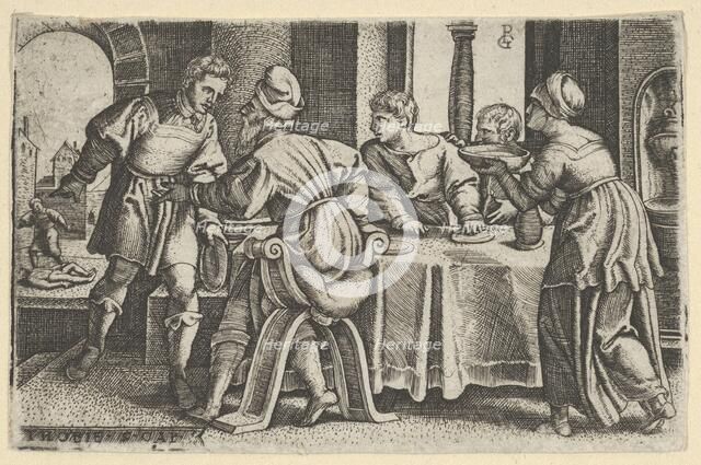 Tobias Leaving the Table, from The Story of Tobias, 1543. Creator: Georg Pencz.