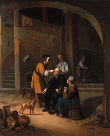 Tobias restoring the eyesight of Tobit, 1600-1699. Creator: Gerrit Dou