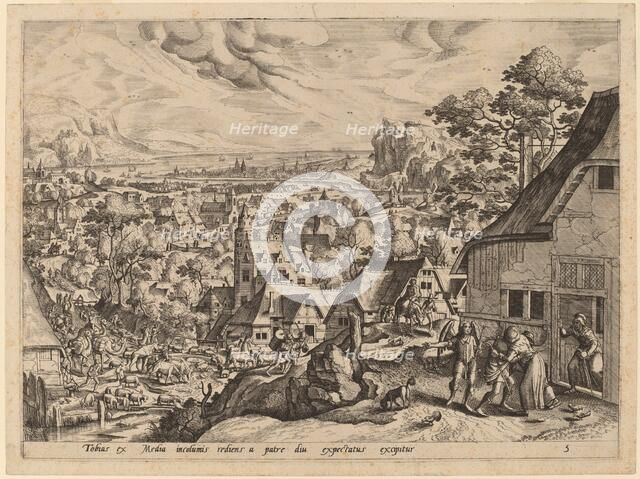 Tobias Returns Home with His Bride. Creator: Gerard de Jode.