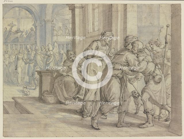 Tobias's visit to Raguël, 1610. Creator: Augustin Braun.