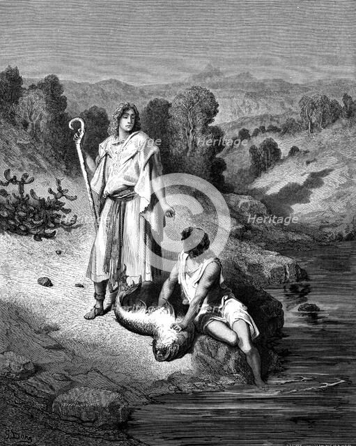 Tobias with the Archangel Raphael, 1865-1866. Artist: Gustave Doré