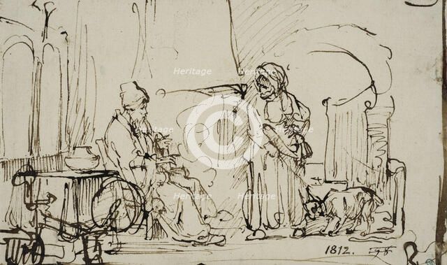Tobit and Anna with the goat. Creator: Rembrandt Harmensz van Rijn.